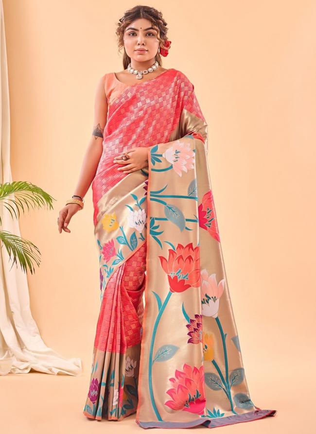 Paithani Silk Pink Festival Wear Weaving Saree